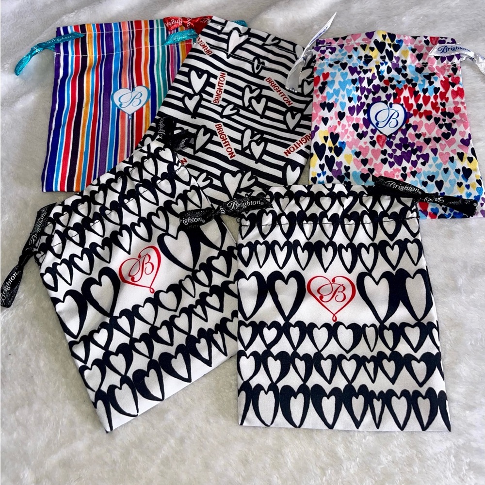 Brighton Multicolor & Black Heart Print Jewelry Pouches - Set of 5 (See Notes)